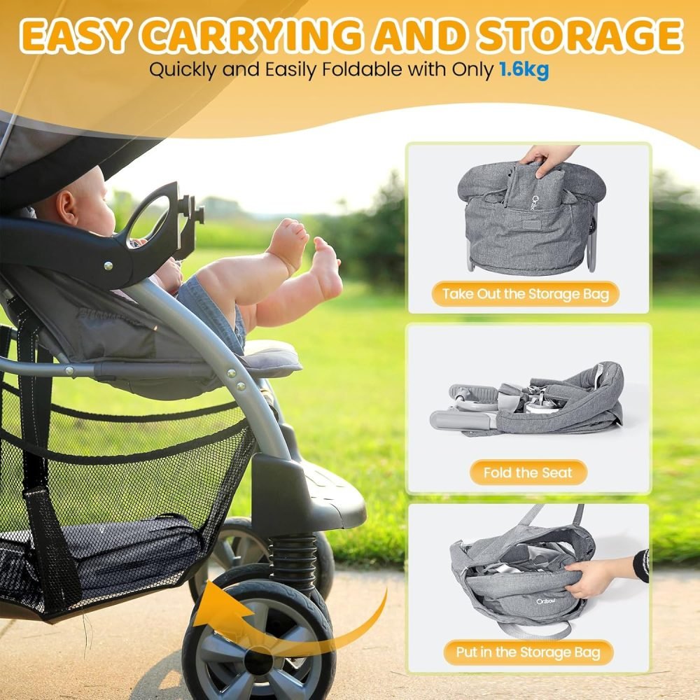 Orzbow Hook-on Seats,Portable Hook on High Chair with 5-Point Safety Harness,Shoulder Strap Mats and Removable Seat Cushion,Stable Clip on Baby Chair for Home and Restaurant (Grey) - Image 20