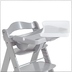 The food tray has an elevated border, as well as a practical cup hole