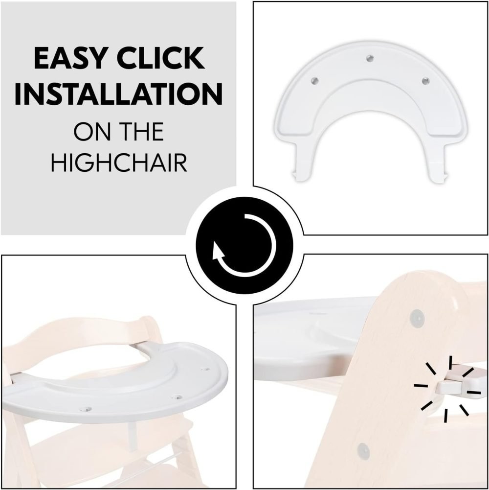 Hauck Alpha+ 3 in 1 Tray, Grey - Large Adjustable Plastic Highchair Tray with Removeable Insert & Seat Reducer, Easy to Clean - Image 37
