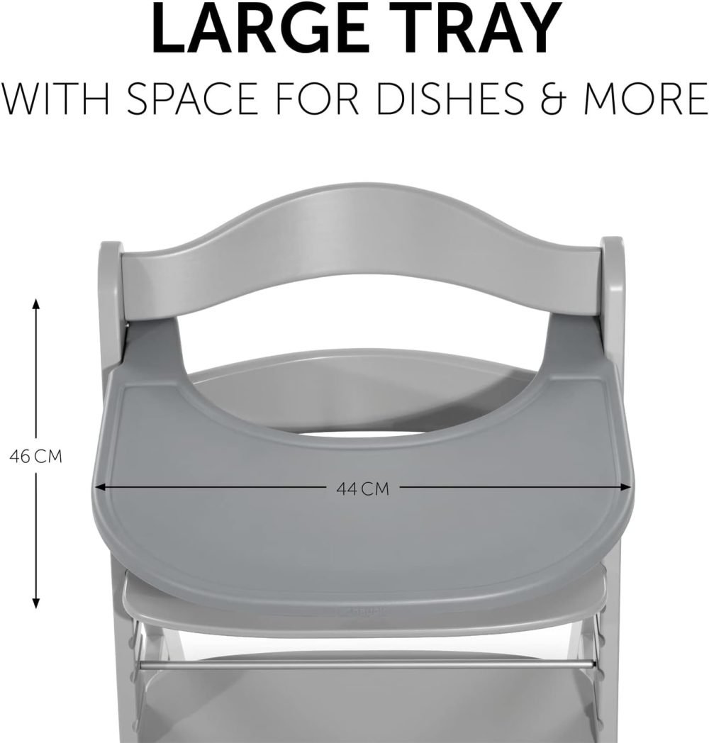 Hauck Alpha+ 3 in 1 Tray, Grey - Large Adjustable Plastic Highchair Tray with Removeable Insert & Seat Reducer, Easy to Clean - Image 44