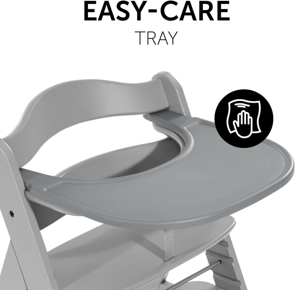 Hauck Alpha+ 3 in 1 Tray, Grey - Large Adjustable Plastic Highchair Tray with Removeable Insert & Seat Reducer, Easy to Clean - Image 45