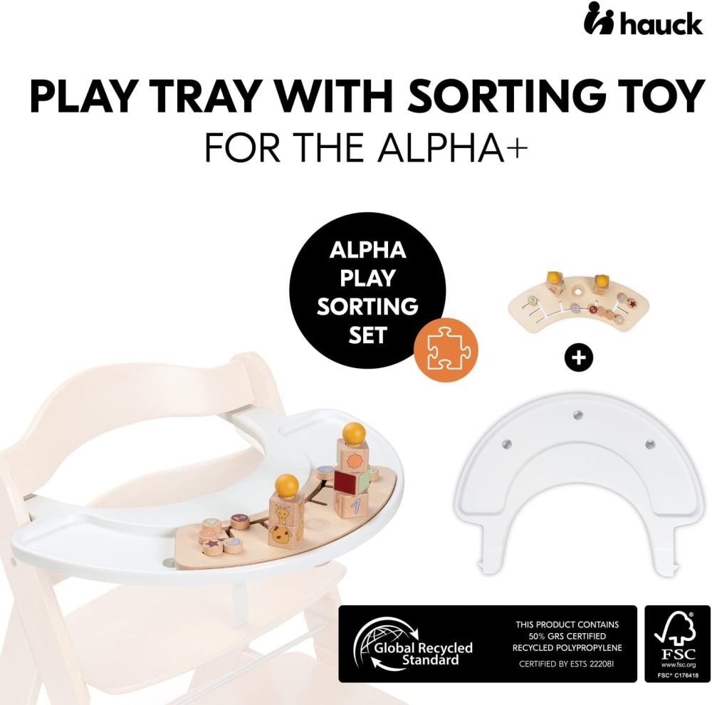 Hauck Alpha+ 3 in 1 Tray, Grey - Large Adjustable Plastic Highchair Tray with Removeable Insert & Seat Reducer, Easy to Clean - Image 47