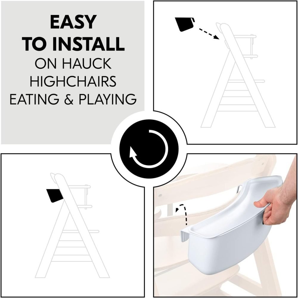 Hauck Alpha+ 3 in 1 Tray, Grey - Large Adjustable Plastic Highchair Tray with Removeable Insert & Seat Reducer, Easy to Clean - Image 53