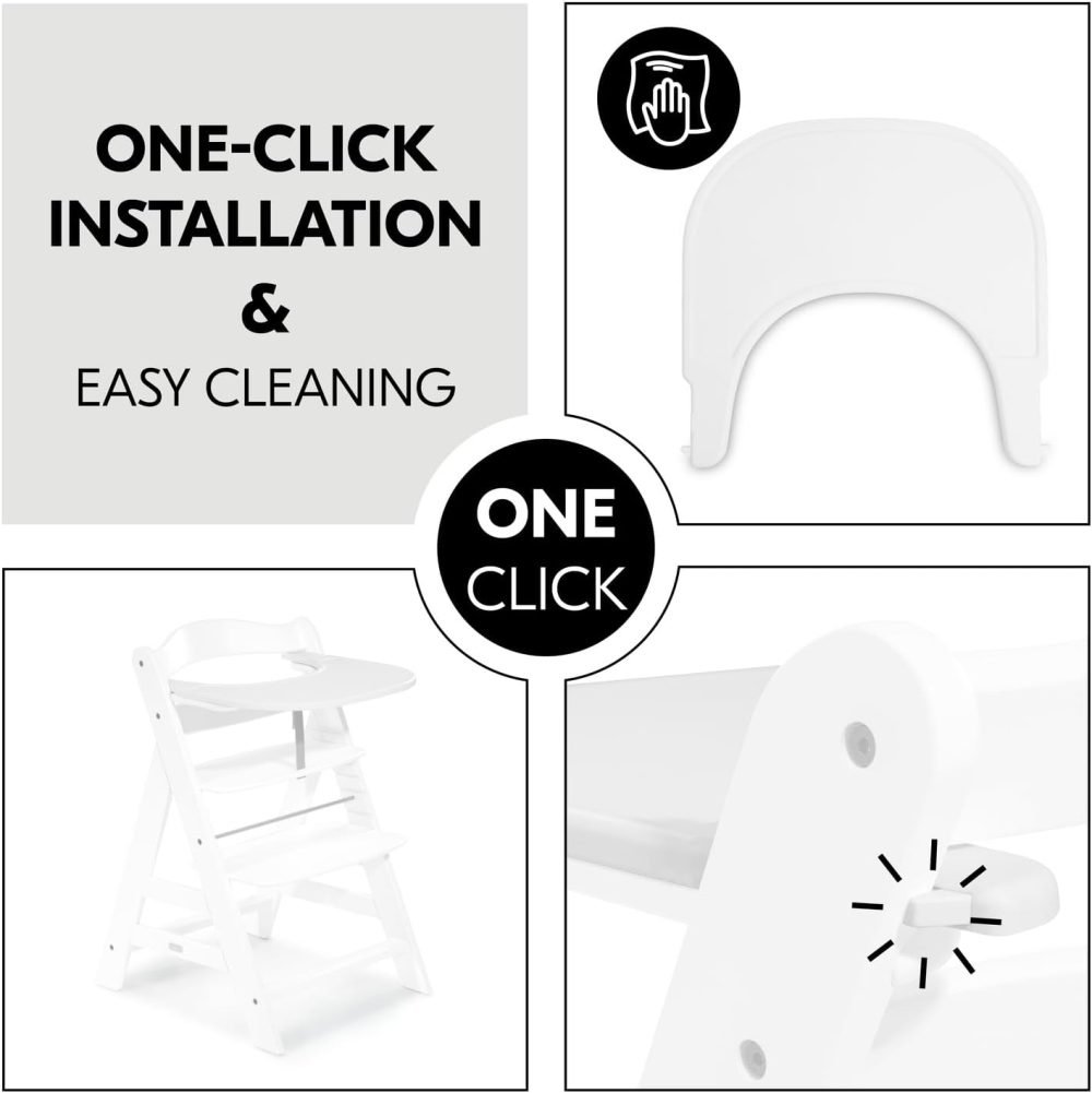 Hauck Alpha+ 3 in 1 Tray, Grey - Large Adjustable Plastic Highchair Tray with Removeable Insert & Seat Reducer, Easy to Clean - Image 61