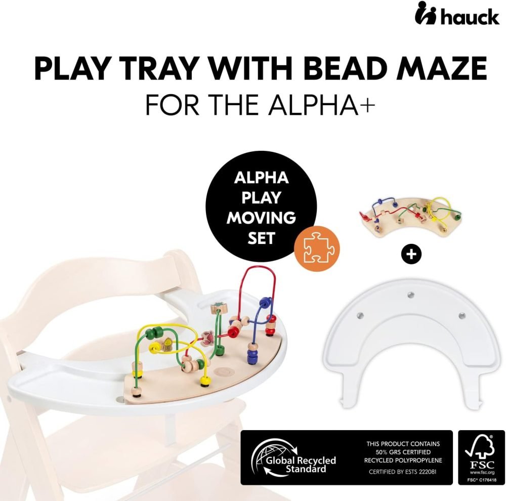 Hauck Alpha+ 3 in 1 Tray, Grey - Large Adjustable Plastic Highchair Tray with Removeable Insert & Seat Reducer, Easy to Clean - Image 72