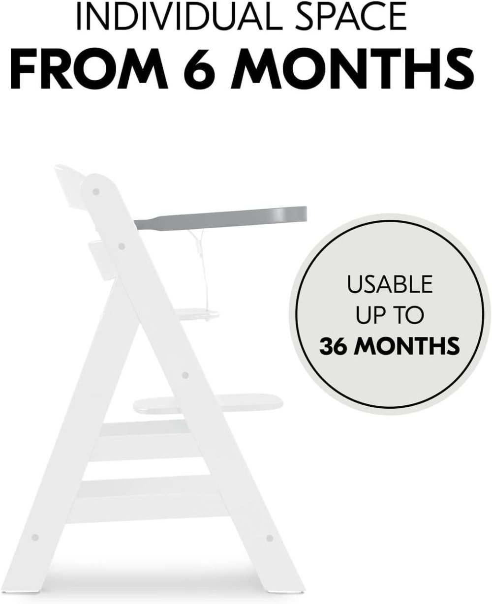 Hauck Alpha+ 3 in 1 Tray, Grey - Large Adjustable Plastic Highchair Tray with Removeable Insert & Seat Reducer, Easy to Clean - Image 77