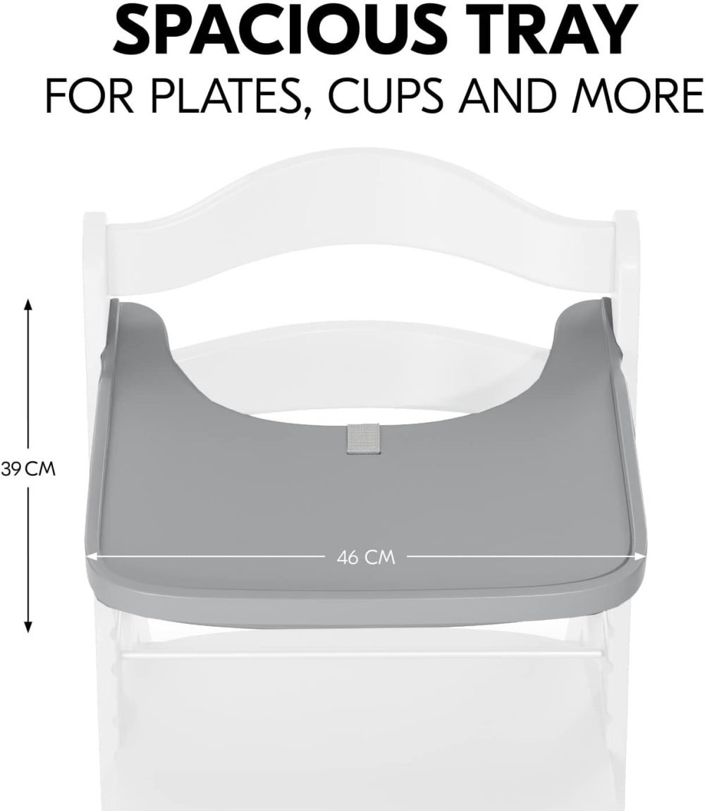 Hauck Alpha+ 3 in 1 Tray, Grey - Large Adjustable Plastic Highchair Tray with Removeable Insert & Seat Reducer, Easy to Clean - Image 78
