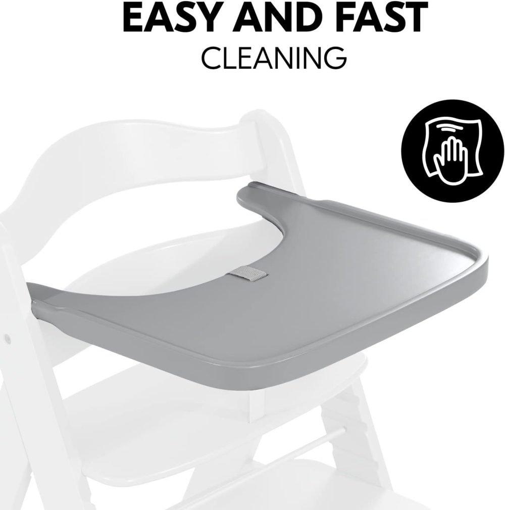 Hauck Alpha+ 3 in 1 Tray, Grey - Large Adjustable Plastic Highchair Tray with Removeable Insert & Seat Reducer, Easy to Clean - Image 81