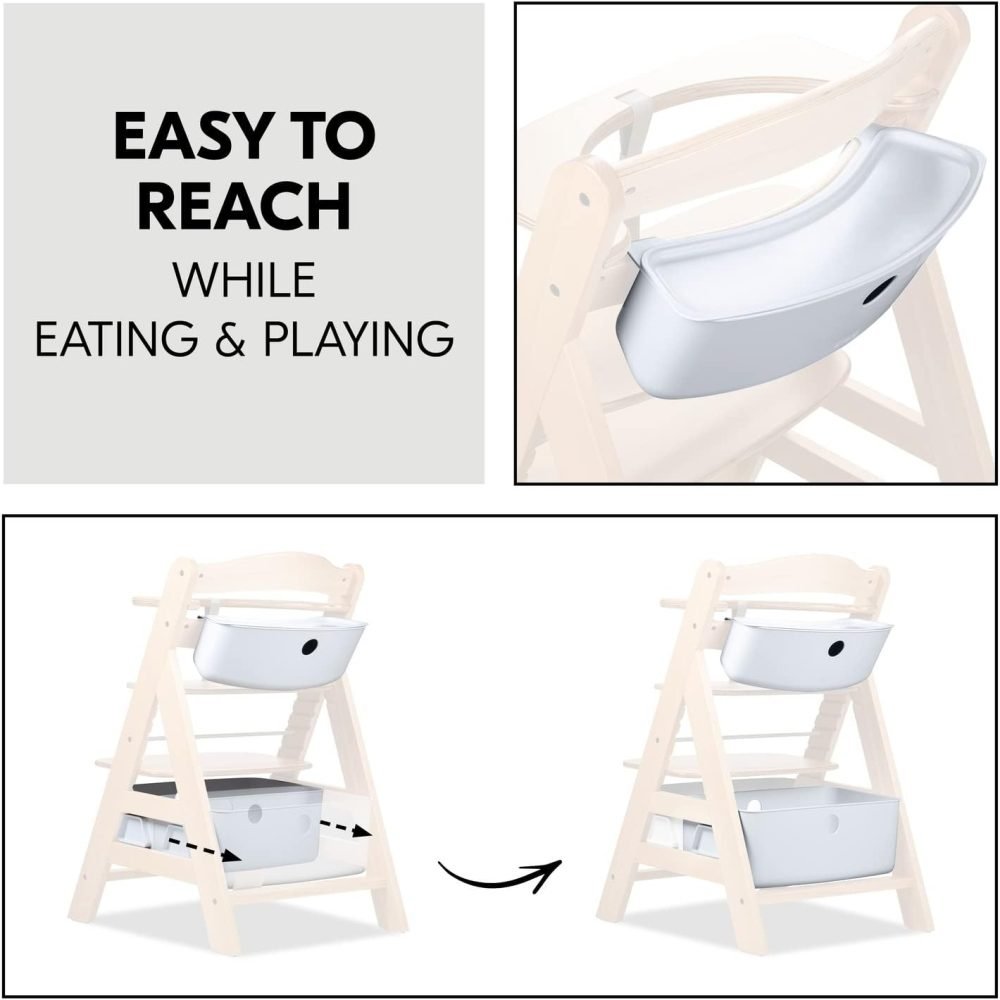 Hauck Alpha+ 3 in 1 Tray, Grey - Large Adjustable Plastic Highchair Tray with Removeable Insert & Seat Reducer, Easy to Clean - Image 85