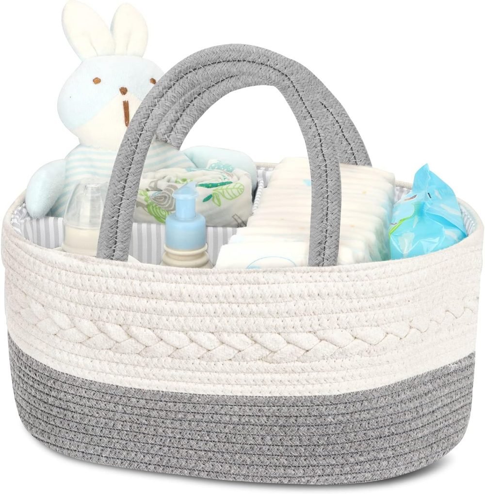 Maliton Nappy Caddy, Cotton Rope Newborn Essentials Diaper Caddy，Sturdy Portable Baby Caddy Storage Basket with Detachable Compartments，Nappy Caddy Organiser Baby Essentials for Newborn, Brown - Image 17