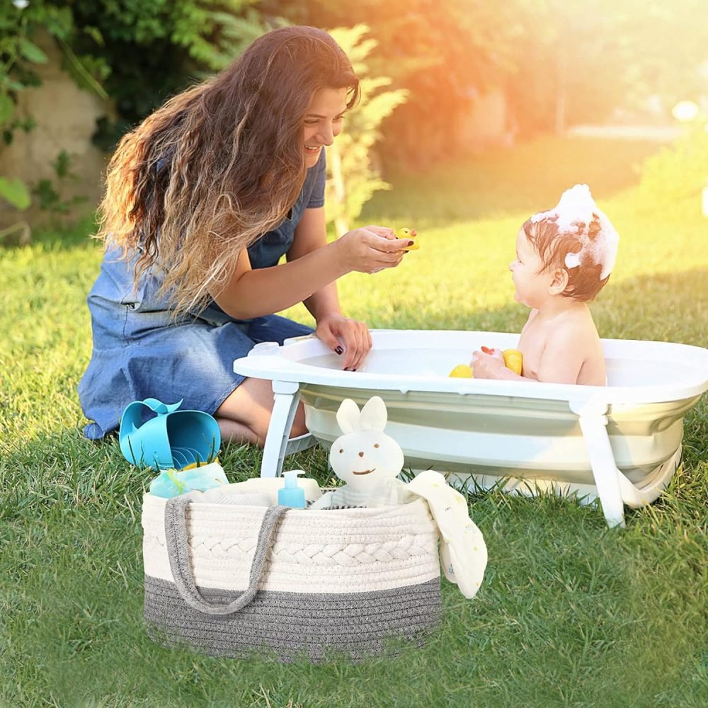 Maliton Nappy Caddy, Cotton Rope Newborn Essentials Diaper Caddy，Sturdy Portable Baby Caddy Storage Basket with Detachable Compartments，Nappy Caddy Organiser Baby Essentials for Newborn, Brown - Image 21