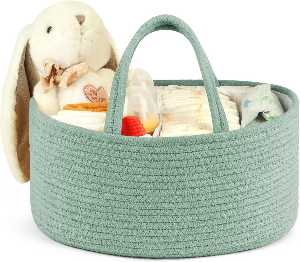 Maliton Nappy Caddy, Cotton Rope Newborn Essentials Diaper Caddy，Sturdy Portable Baby Caddy Storage Basket with Detachable Compartments，Nappy Caddy Organiser Baby Essentials for Newborn, Brown - Image 25
