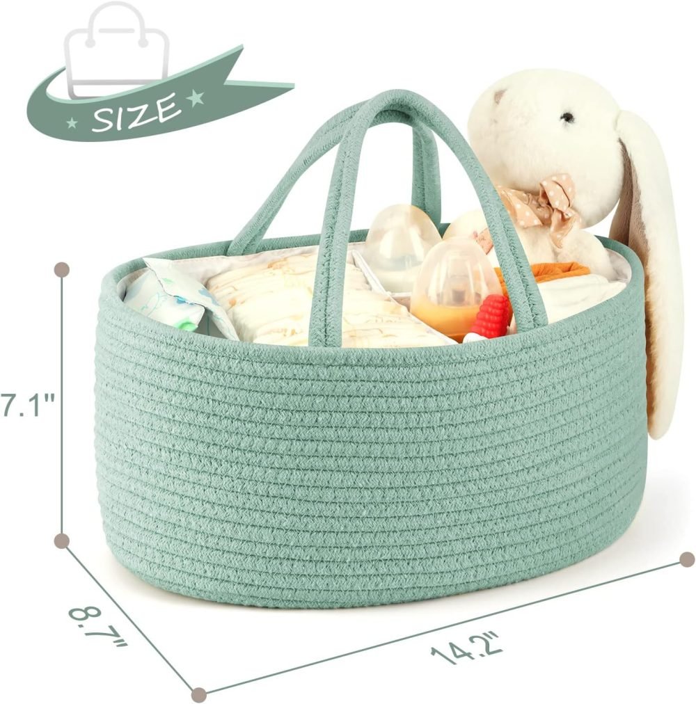 Maliton Nappy Caddy, Cotton Rope Newborn Essentials Diaper Caddy，Sturdy Portable Baby Caddy Storage Basket with Detachable Compartments，Nappy Caddy Organiser Baby Essentials for Newborn, Brown - Image 27