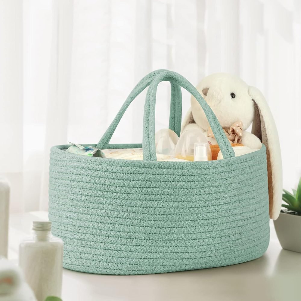 Maliton Nappy Caddy, Cotton Rope Newborn Essentials Diaper Caddy，Sturdy Portable Baby Caddy Storage Basket with Detachable Compartments，Nappy Caddy Organiser Baby Essentials for Newborn, Brown - Image 29