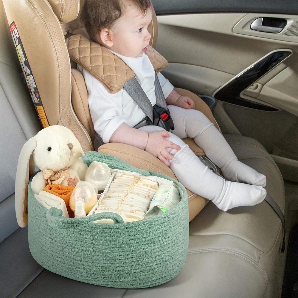 Maliton Nappy Caddy, Cotton Rope Newborn Essentials Diaper Caddy，Sturdy Portable Baby Caddy Storage Basket with Detachable Compartments，Nappy Caddy Organiser Baby Essentials for Newborn, Brown - Image 30