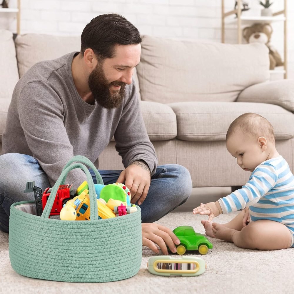 Maliton Nappy Caddy, Cotton Rope Newborn Essentials Diaper Caddy，Sturdy Portable Baby Caddy Storage Basket with Detachable Compartments，Nappy Caddy Organiser Baby Essentials for Newborn, Brown - Image 31