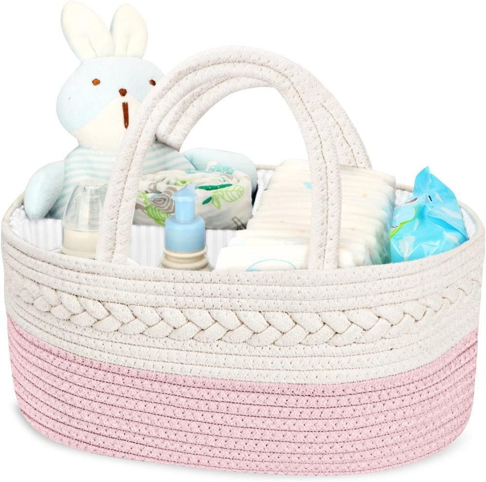 Maliton Nappy Caddy, Cotton Rope Newborn Essentials Diaper Caddy，Sturdy Portable Baby Caddy Storage Basket with Detachable Compartments，Nappy Caddy Organiser Baby Essentials for Newborn, Brown - Image 33