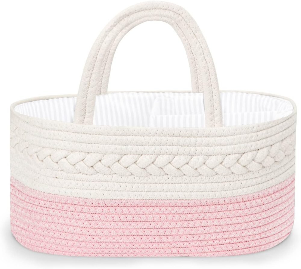 Maliton Nappy Caddy, Cotton Rope Newborn Essentials Diaper Caddy，Sturdy Portable Baby Caddy Storage Basket with Detachable Compartments，Nappy Caddy Organiser Baby Essentials for Newborn, Brown - Image 34