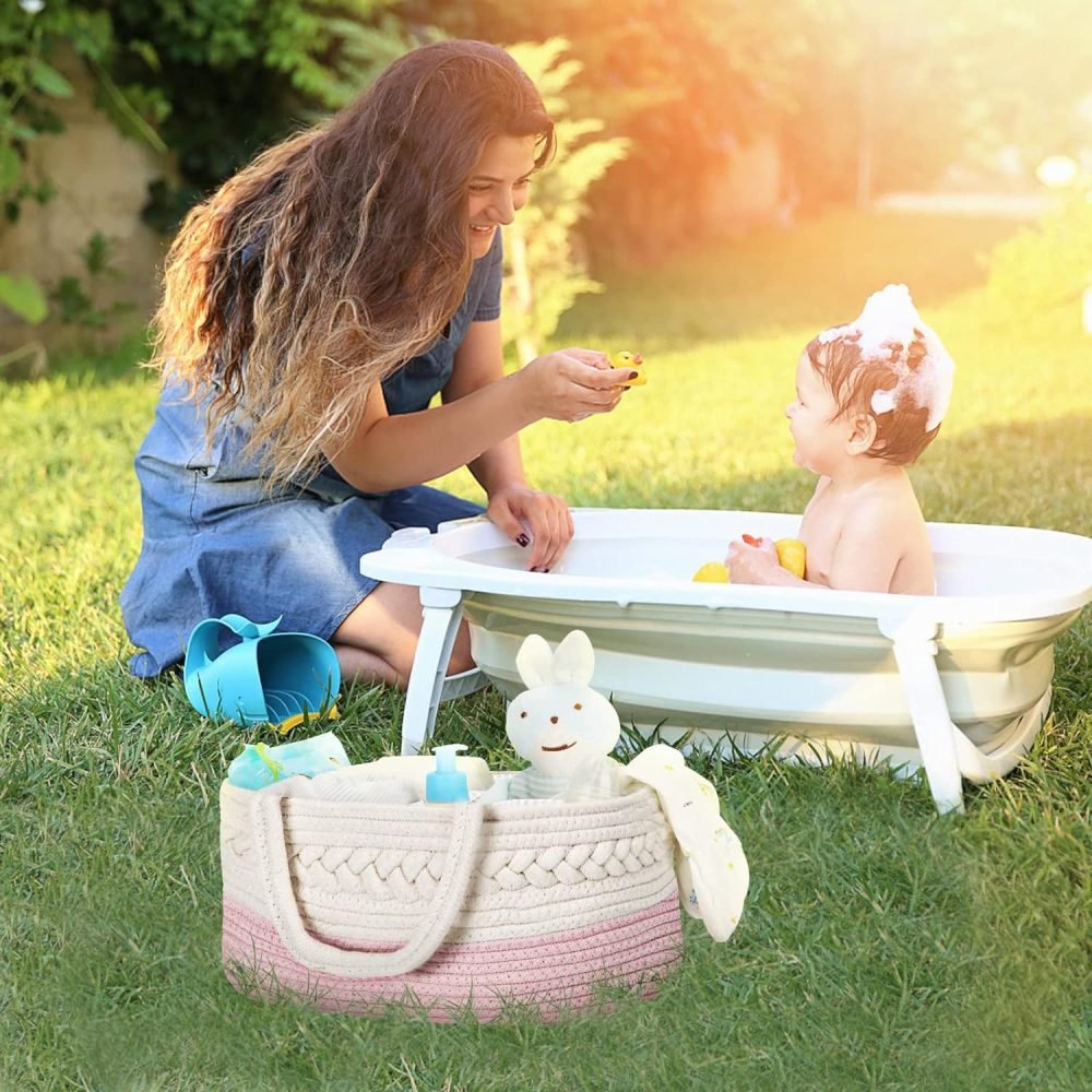 Maliton Nappy Caddy, Cotton Rope Newborn Essentials Diaper Caddy，Sturdy Portable Baby Caddy Storage Basket with Detachable Compartments，Nappy Caddy Organiser Baby Essentials for Newborn, Brown - Image 37