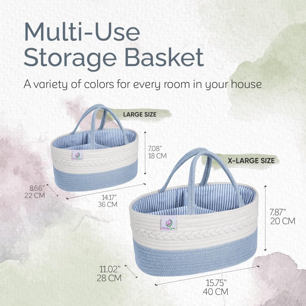 KiddyCare Baby Caddy Organizer Basket for Car | Travel Caddy for Baby Storage Cart, Portable Baby Diaper Caddy, Diaper Caddy for Babies | Diaper Cart Organizer Bins for Changing Table | Pink X-Large - Image 5