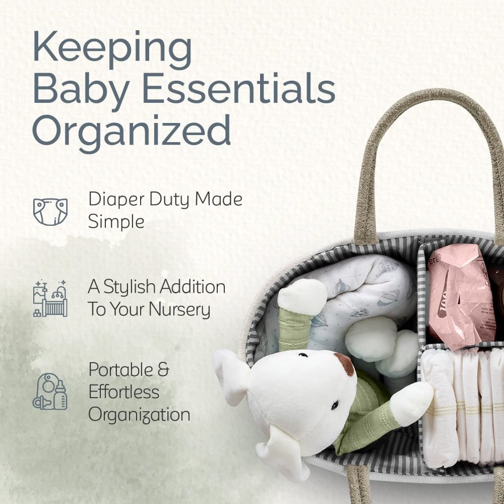KiddyCare Baby Caddy Organizer Basket for Car | Travel Caddy for Baby Storage Cart, Portable Baby Diaper Caddy, Diaper Caddy for Babies | Diaper Cart Organizer Bins for Changing Table | Pink X-Large - Image 9