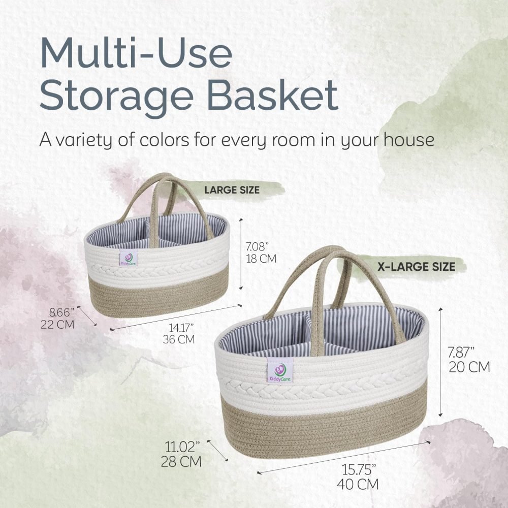 KiddyCare Baby Caddy Organizer Basket for Car | Travel Caddy for Baby Storage Cart, Portable Baby Diaper Caddy, Diaper Caddy for Babies | Diaper Cart Organizer Bins for Changing Table | Pink X-Large - Image 12