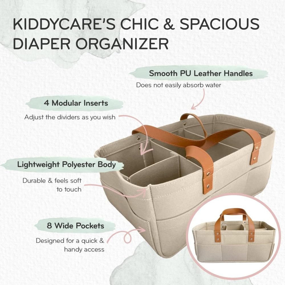 KiddyCare Baby Caddy Organizer Basket for Car | Travel Caddy for Baby Storage Cart, Portable Baby Diaper Caddy, Diaper Caddy for Babies | Diaper Cart Organizer Bins for Changing Table | Pink X-Large - Image 21