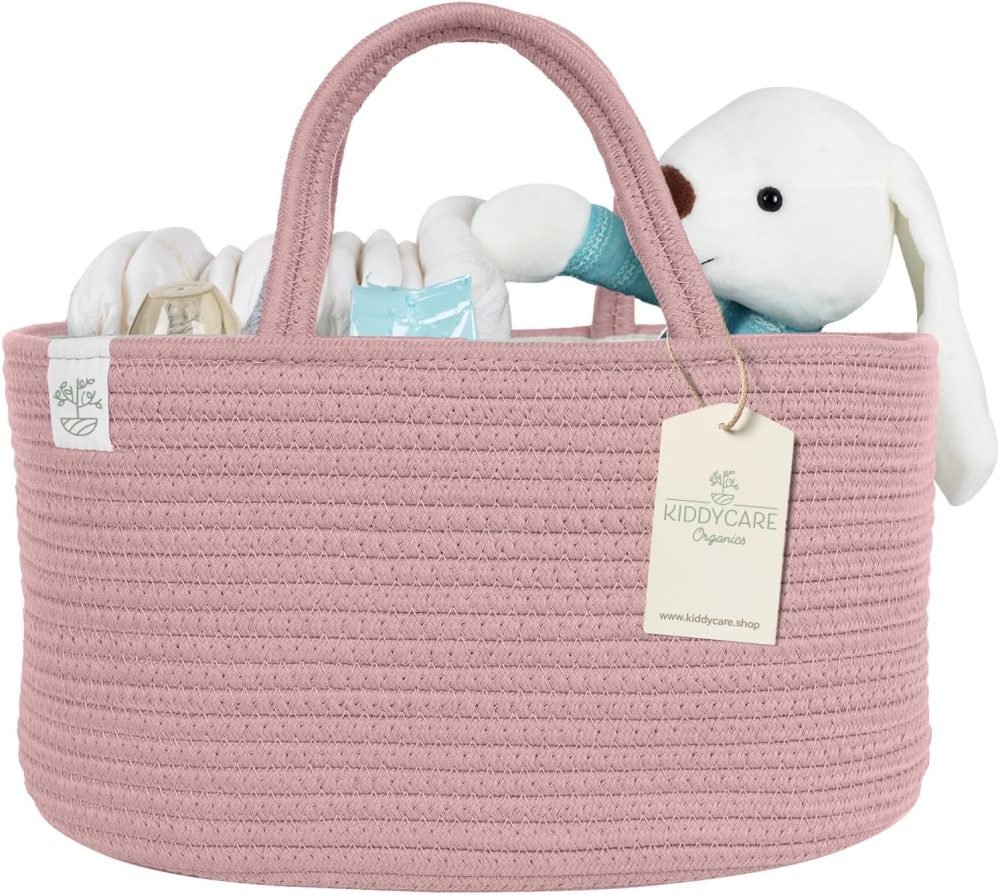 KiddyCare Baby Caddy Organizer Basket for Car | Travel Caddy for Baby Storage Cart, Portable Baby Diaper Caddy, Diaper Caddy for Babies | Diaper Cart Organizer Bins for Changing Table | Pink X-Large - Image 25