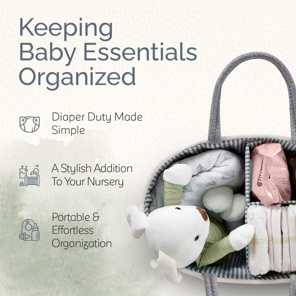 KiddyCare Baby Caddy Organizer Basket for Car | Travel Caddy for Baby Storage Cart, Portable Baby Diaper Caddy, Diaper Caddy for Babies | Diaper Cart Organizer Bins for Changing Table | Pink X-Large - Image 32