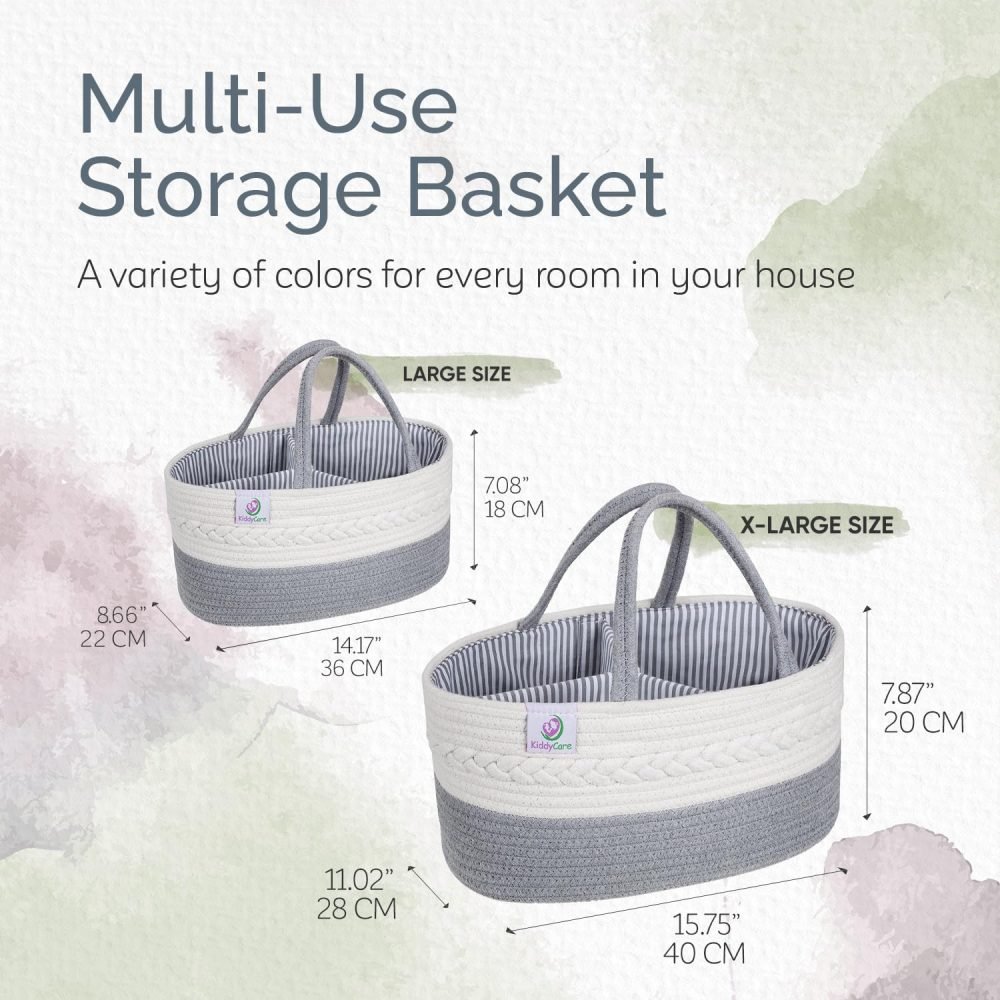 KiddyCare Baby Caddy Organizer Basket for Car | Travel Caddy for Baby Storage Cart, Portable Baby Diaper Caddy, Diaper Caddy for Babies | Diaper Cart Organizer Bins for Changing Table | Pink X-Large - Image 35
