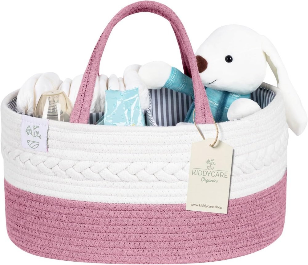 KiddyCare Baby Caddy Organizer Basket for Car | Travel Caddy for Baby Storage Cart, Portable Baby Diaper Caddy, Diaper Caddy for Babies | Diaper Cart Organizer Bins for Changing Table | Pink X-Large - Image 38
