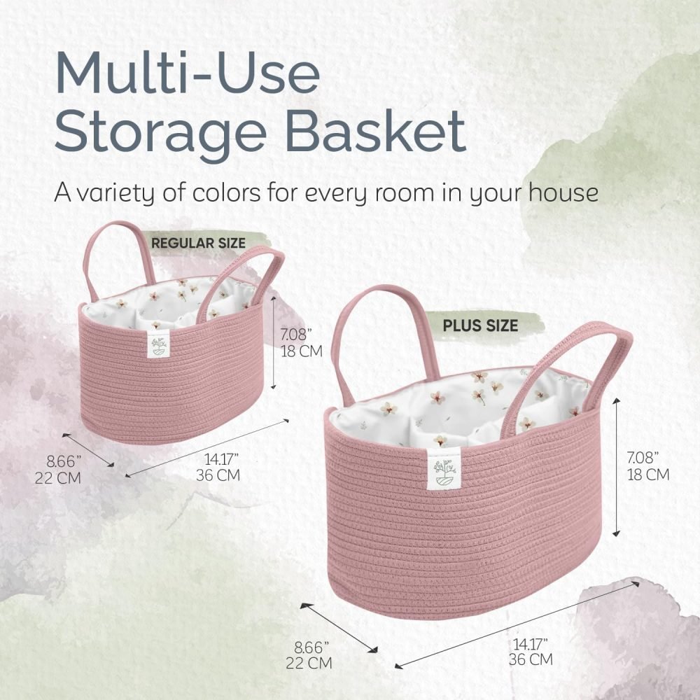 KiddyCare Baby Caddy Organizer Basket for Car | Travel Caddy for Baby Storage Cart, Portable Baby Diaper Caddy, Diaper Caddy for Babies | Diaper Cart Organizer Bins for Changing Table | Pink X-Large - Image 48