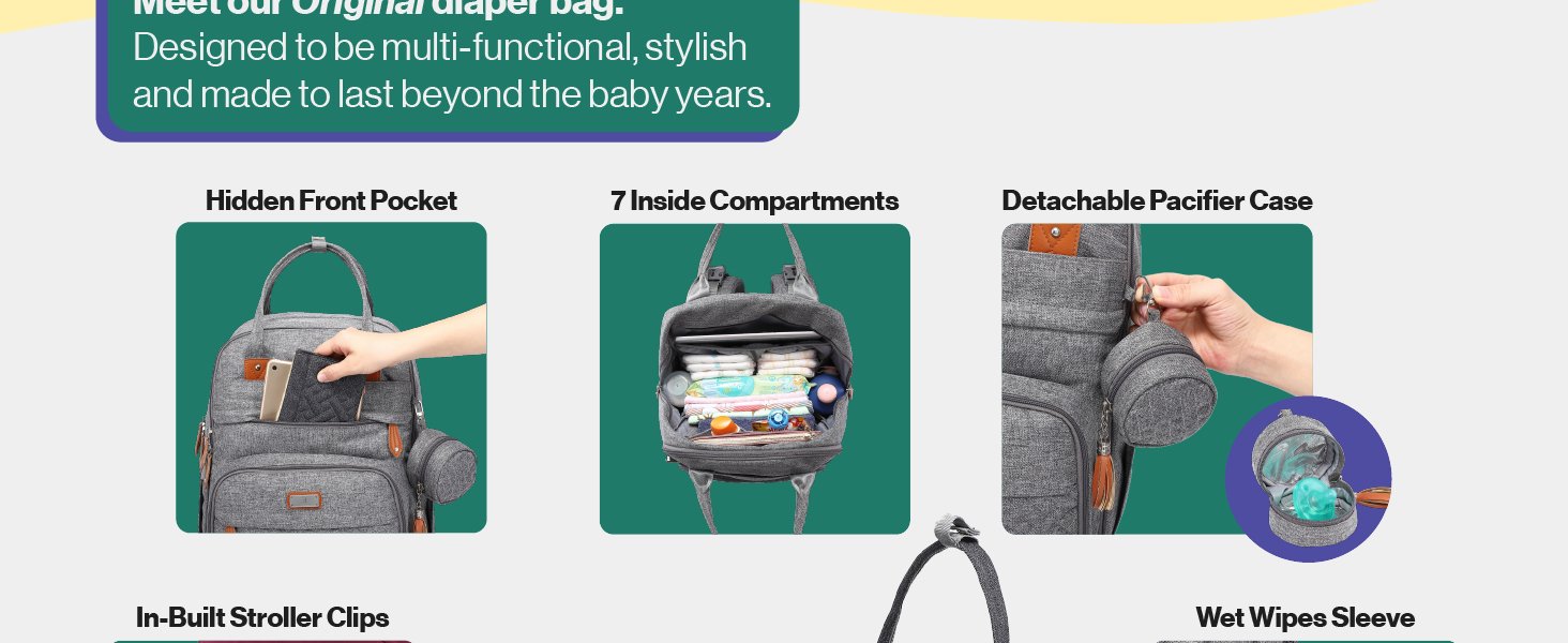 Babbleroo diaper bag backpack baby large capacity multifunction waterproof insulated stylish durable