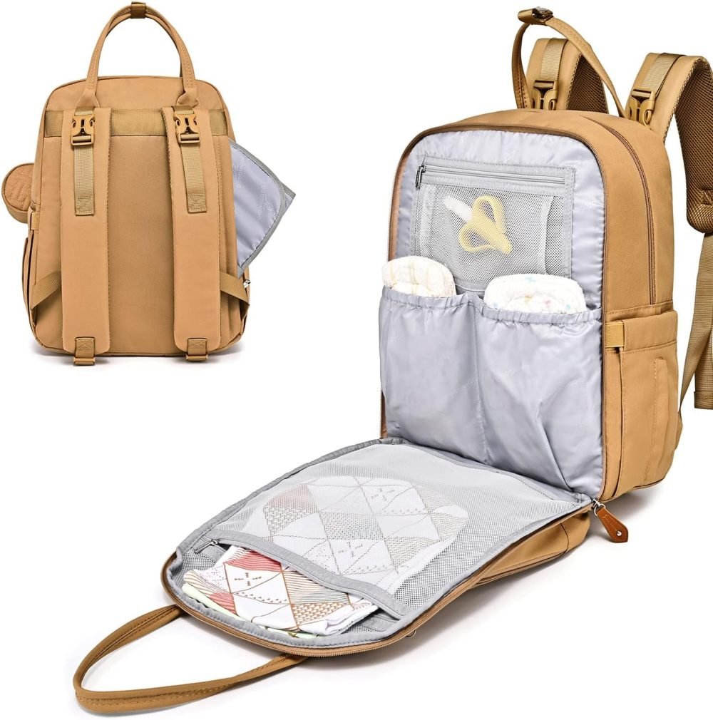 BabbleRoo Baby Changing Bag Backpack, Nappy Changing Back Pack Diaper Bags with Changing Mat & Pacifier Holder for Mom & Dad - Image 20