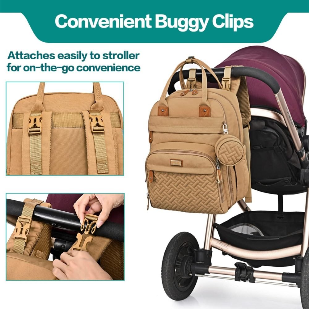 BabbleRoo Baby Changing Bag Backpack, Nappy Changing Back Pack Diaper Bags with Changing Mat & Pacifier Holder for Mom & Dad - Image 22
