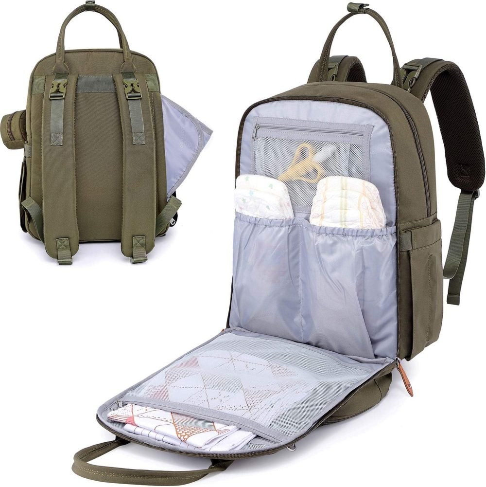 BabbleRoo Baby Changing Bag Backpack, Nappy Changing Back Pack Diaper Bags with Changing Mat & Pacifier Holder for Mom & Dad - Image 47