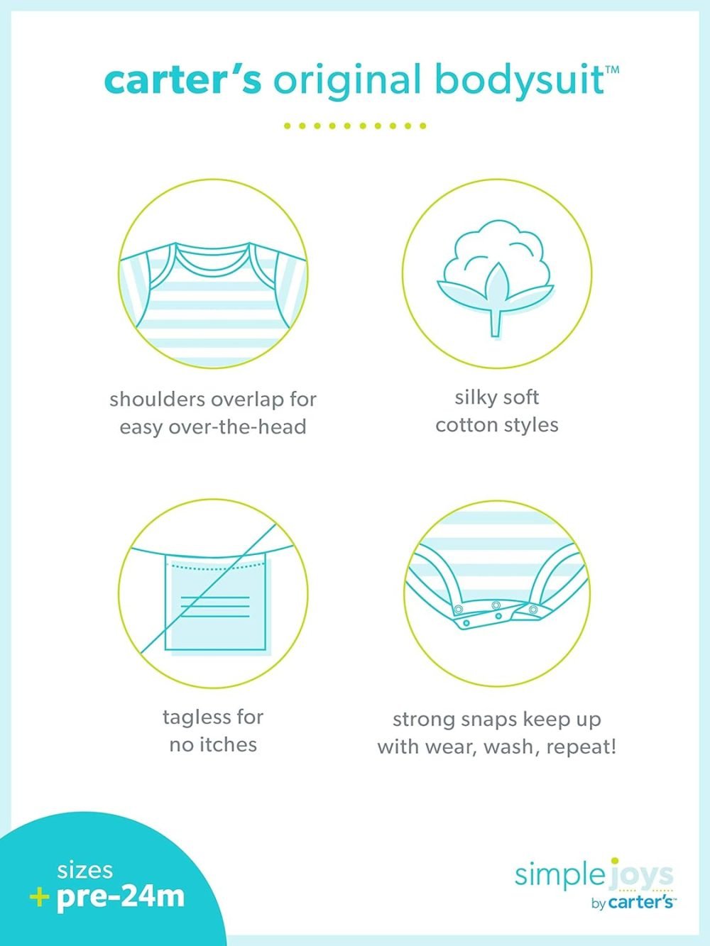 Simple Joys by Carter's Baby vest Short-Sleeve Shirt Bodysuit, White, 0-3 Months (Pack of 8) - Image 4