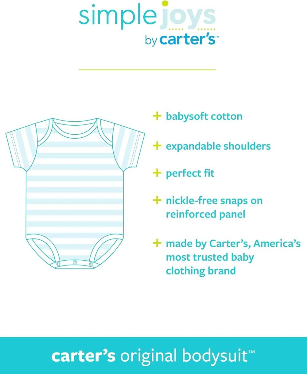 Simple Joys by Carter's Baby vest Short-Sleeve Shirt Bodysuit, White, 0-3 Months (Pack of 8) - Image 5