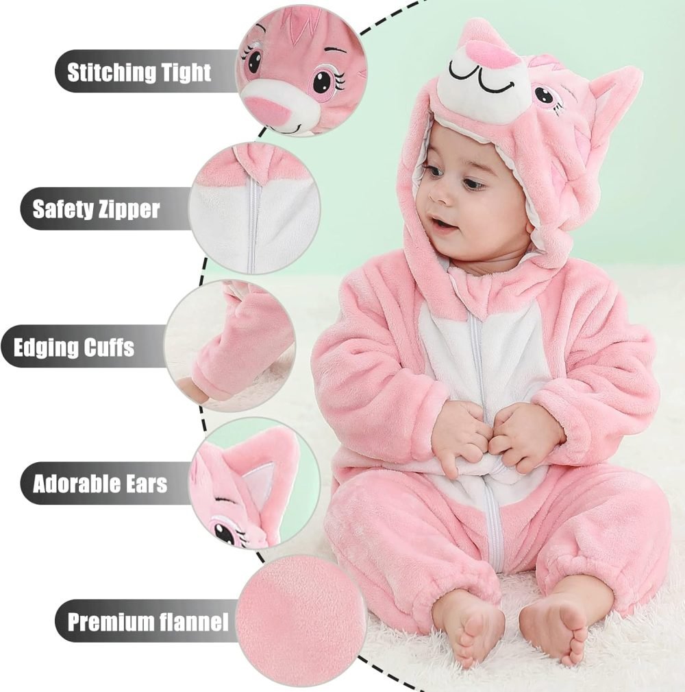 TMEOG Baby Rompers Newborn Girls Boys Animals Zipper Hooded Jumpsuit Autumn Winter Flannel Hooded Cartoon Sleepsuits Clothing Unisex - Image 2