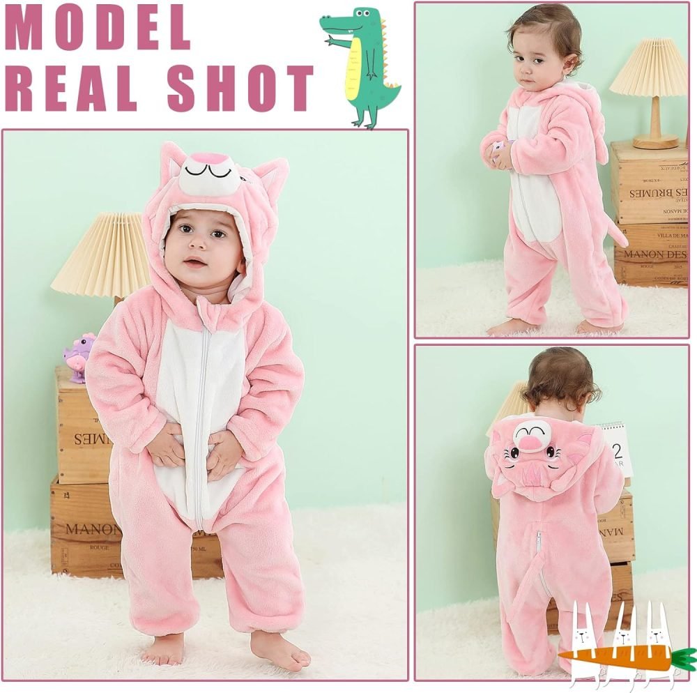 TMEOG Baby Rompers Newborn Girls Boys Animals Zipper Hooded Jumpsuit Autumn Winter Flannel Hooded Cartoon Sleepsuits Clothing Unisex - Image 6