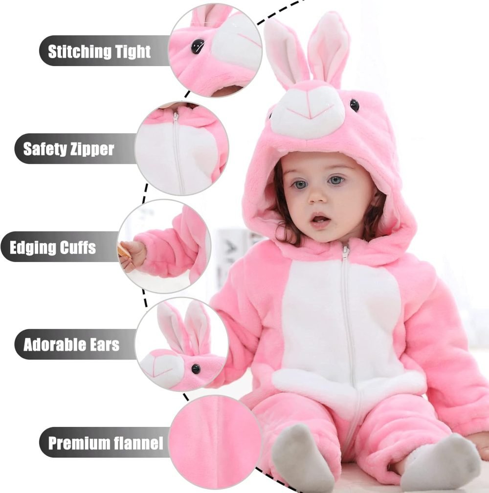 TMEOG Baby Rompers Newborn Girls Boys Animals Zipper Hooded Jumpsuit Autumn Winter Flannel Hooded Cartoon Sleepsuits Clothing Unisex - Image 12