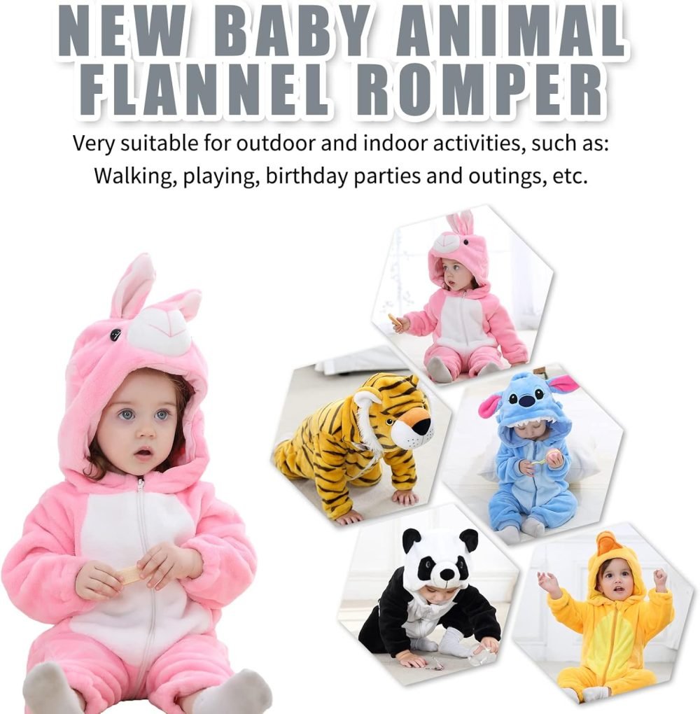 TMEOG Baby Rompers Newborn Girls Boys Animals Zipper Hooded Jumpsuit Autumn Winter Flannel Hooded Cartoon Sleepsuits Clothing Unisex - Image 15