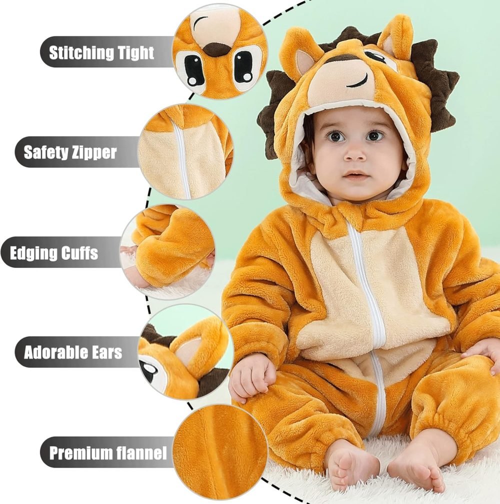 TMEOG Baby Rompers Newborn Girls Boys Animals Zipper Hooded Jumpsuit Autumn Winter Flannel Hooded Cartoon Sleepsuits Clothing Unisex - Image 19