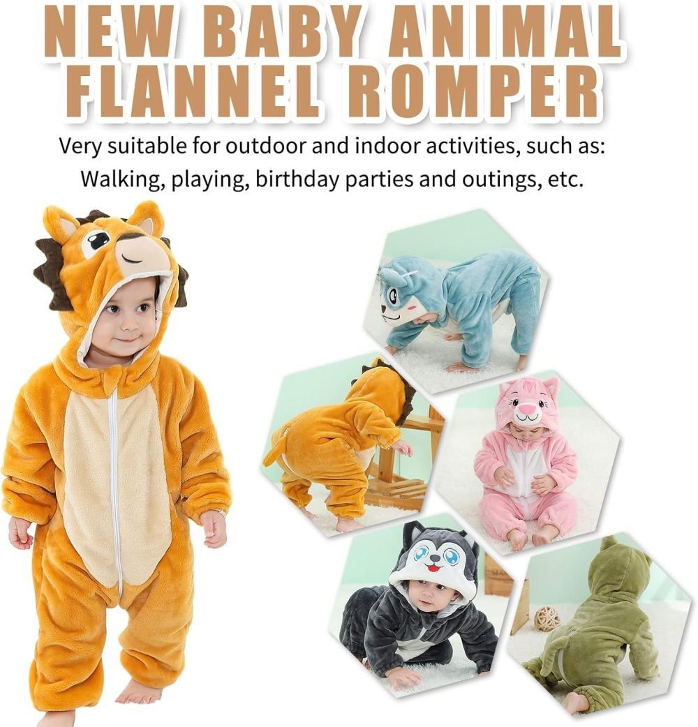 TMEOG Baby Rompers Newborn Girls Boys Animals Zipper Hooded Jumpsuit Autumn Winter Flannel Hooded Cartoon Sleepsuits Clothing Unisex - Image 20