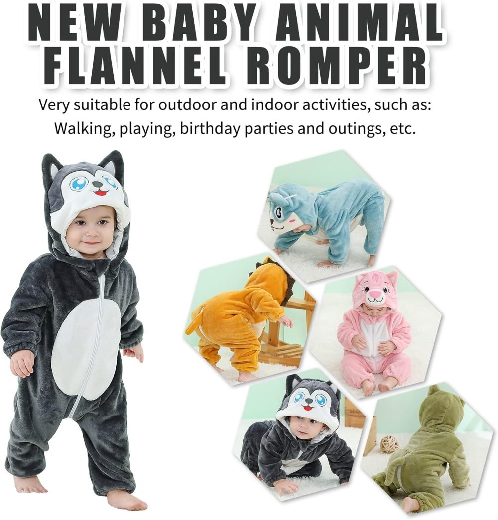 TMEOG Baby Rompers Newborn Girls Boys Animals Zipper Hooded Jumpsuit Autumn Winter Flannel Hooded Cartoon Sleepsuits Clothing Unisex - Image 35