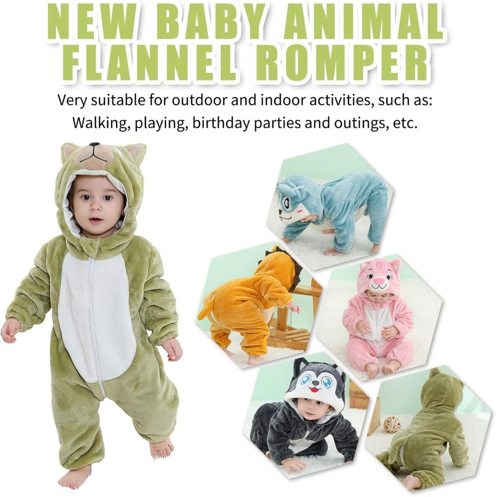 TMEOG Baby Rompers Newborn Girls Boys Animals Zipper Hooded Jumpsuit Autumn Winter Flannel Hooded Cartoon Sleepsuits Clothing Unisex - Image 43
