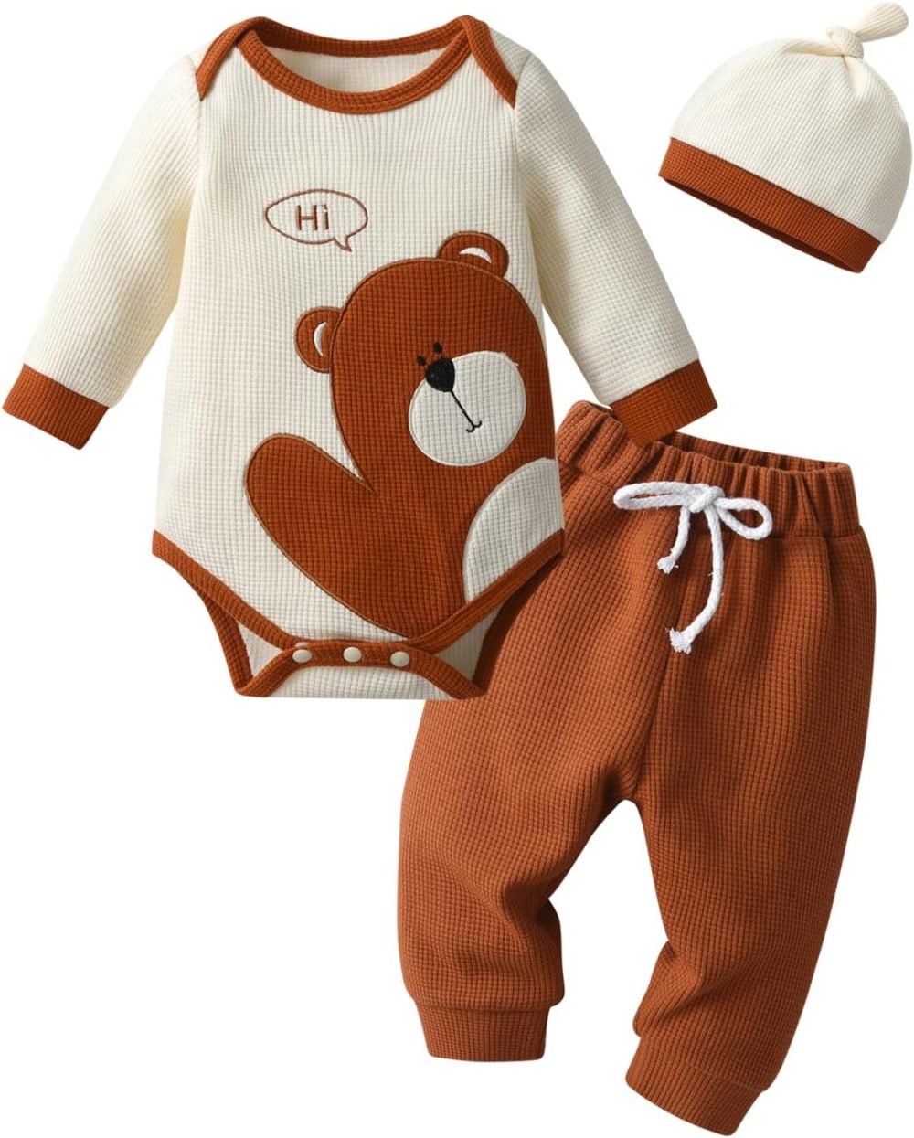 Awxoder Baby Boys Clothes Bear Print Long Sleeve Tops + Pants 3Pcs Outfit Set - Image 8