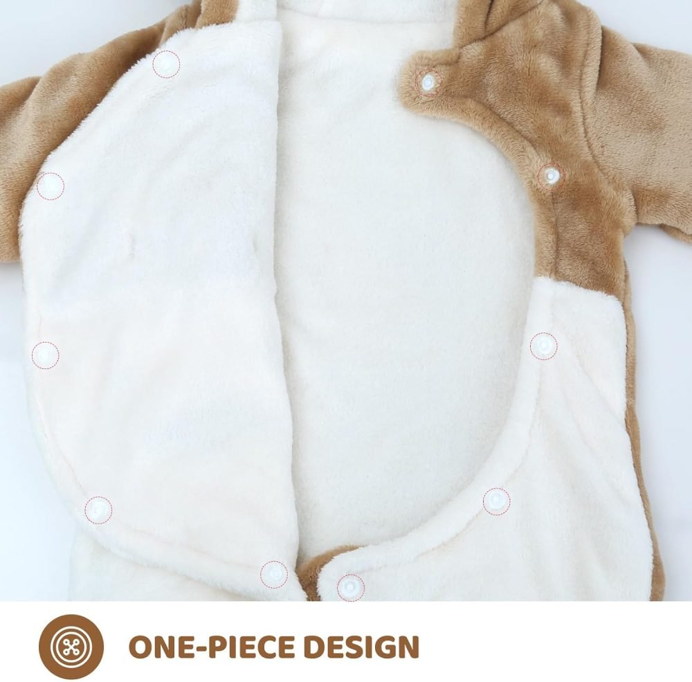 WYTbaby Baby Snowsuit Fleece Romper, Thicken Bear Hooded Jumpsuit For Toddler Girls Boys Infant Outfit - Image 3