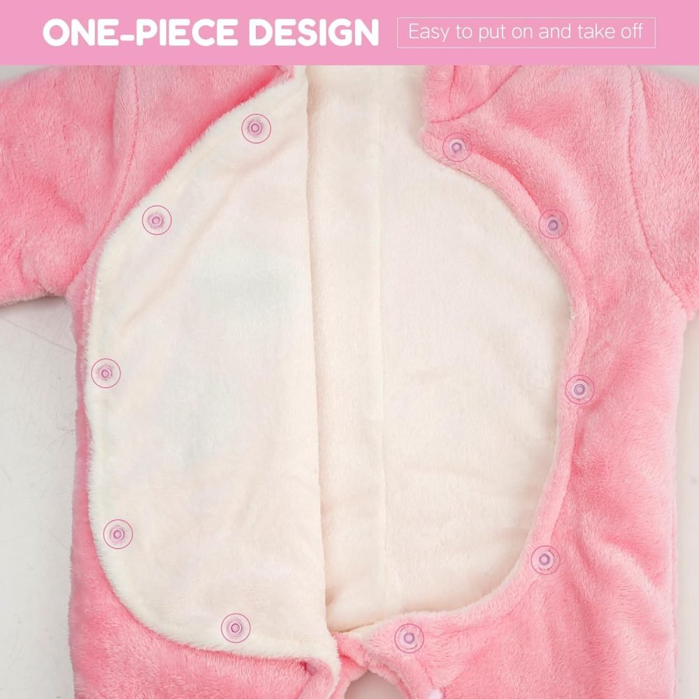 WYTbaby Baby Snowsuit Fleece Romper, Thicken Bear Hooded Jumpsuit For Toddler Girls Boys Infant Outfit - Image 10
