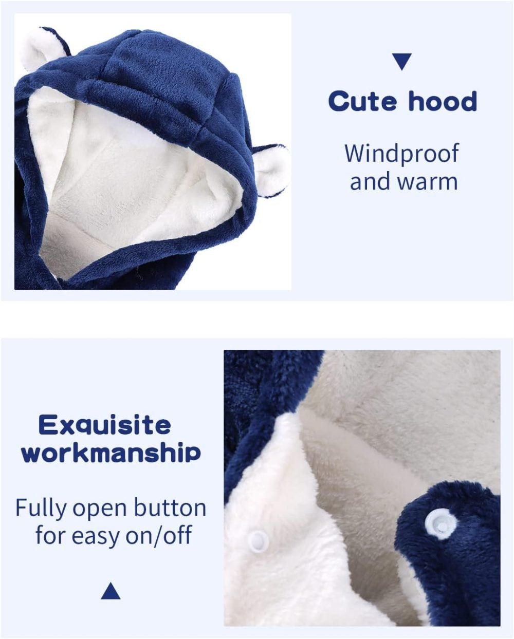 WYTbaby Baby Snowsuit Fleece Romper, Thicken Bear Hooded Jumpsuit For Toddler Girls Boys Infant Outfit - Image 20